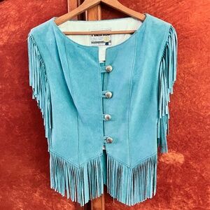 Vintage Pioneer Wear Genuine Leather Fringe Vest